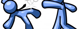Blue Man Being Punched by Another Clipart Illustration
